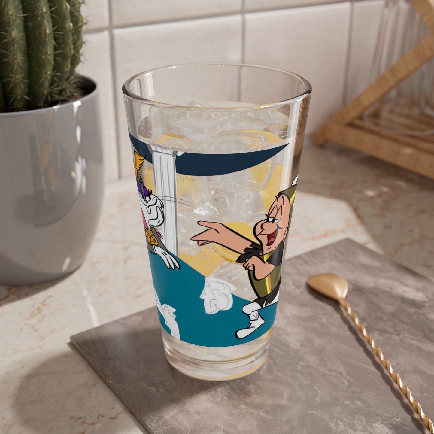 Bugs Bunny & Elmer Fudd Pint Glass, 16oz - What's Opera, Doc? - Looney Tunes - Music-themed - Classic Cartoon