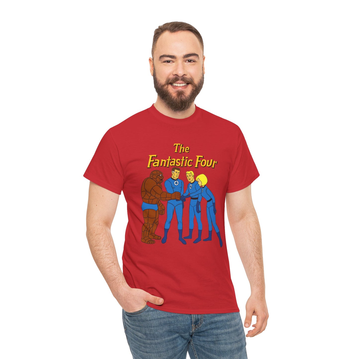 Fantastic Four T-Shirt - Hanna-Barbera 1960s Cartoon - Human Torch, The Thing, Invisible Woman - Marvel Comics