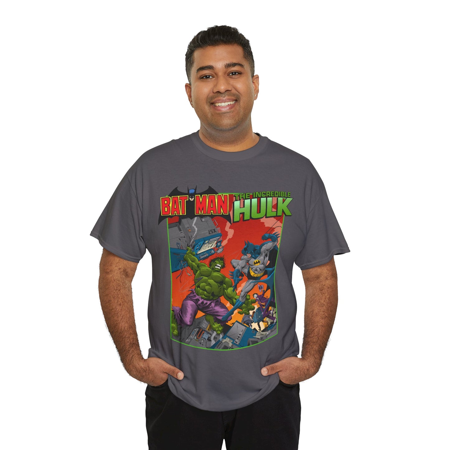 Batman Vs Incredible Hulk T-Shirt - DC Comics & Marvel - Joker - 1970s Team-Up