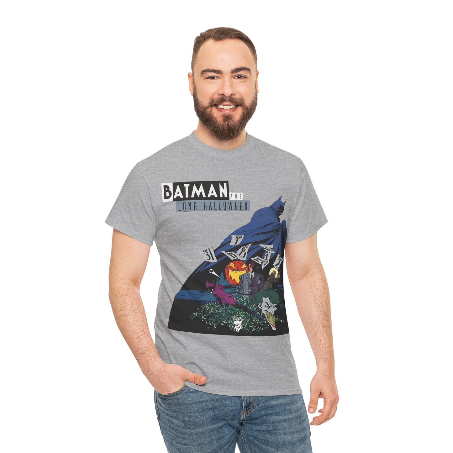 Batman The Long Halloween T-Shirt - Stunning Tim Sale Art - Joker, Catwoman, Two-Face, Poison Ivy, Commissioner Gordon - DC Comics - Classic Story