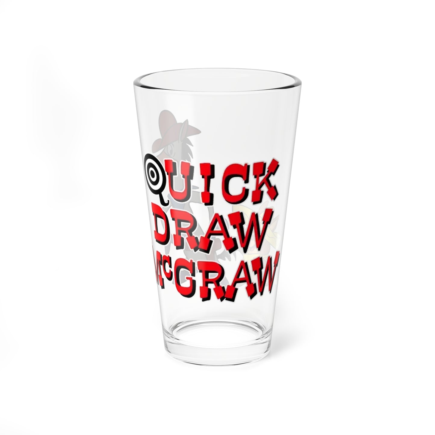 Quick Draw McGraw & Baba Looey Pint Glass, 16oz - Popular Hanna-Barbera Cartoon 1960s TV Series