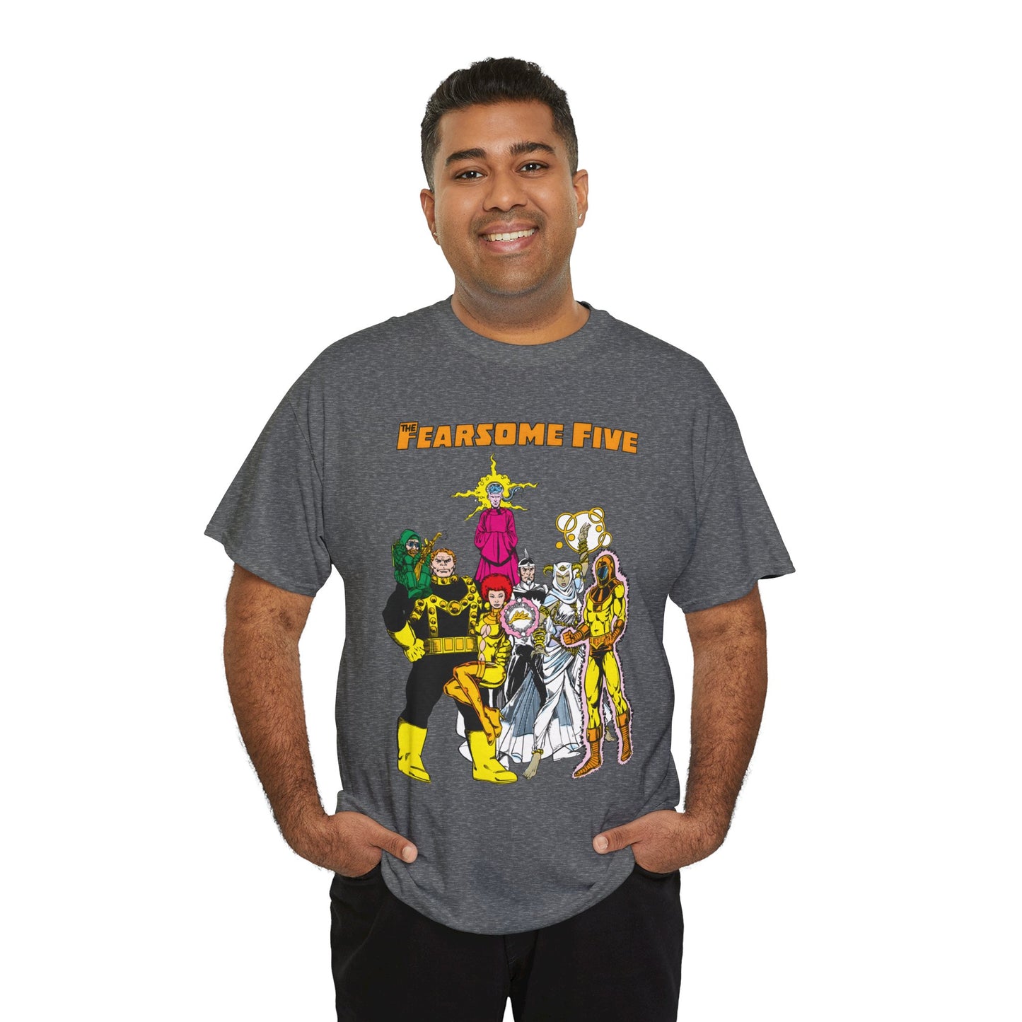 Fearsome Five T-Shirt - George Perez Art - Dr Light, Shimmer, Mammoth, Gizmo, Psimon, Jinx, Neutron - Who's Who Art - DC Comics