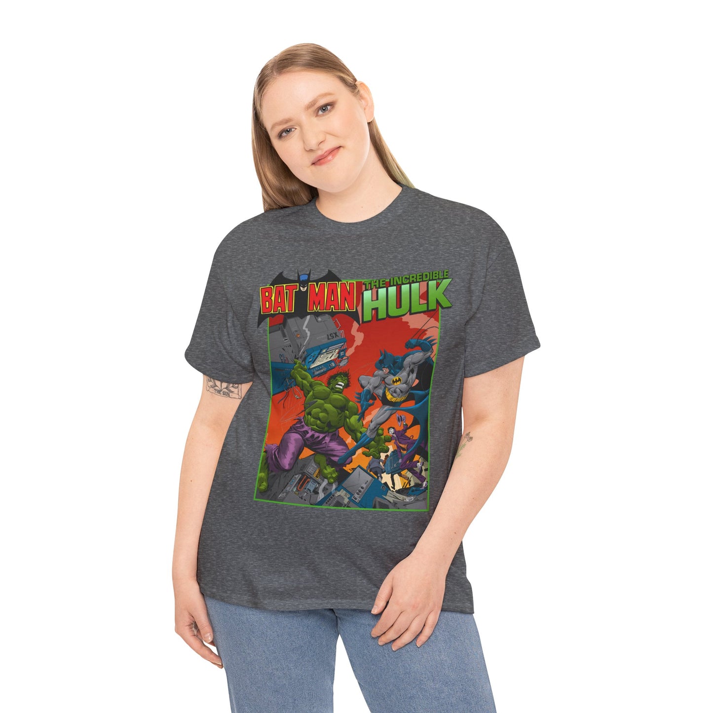 Batman Vs Incredible Hulk T-Shirt - DC Comics & Marvel - Joker - 1970s Team-Up