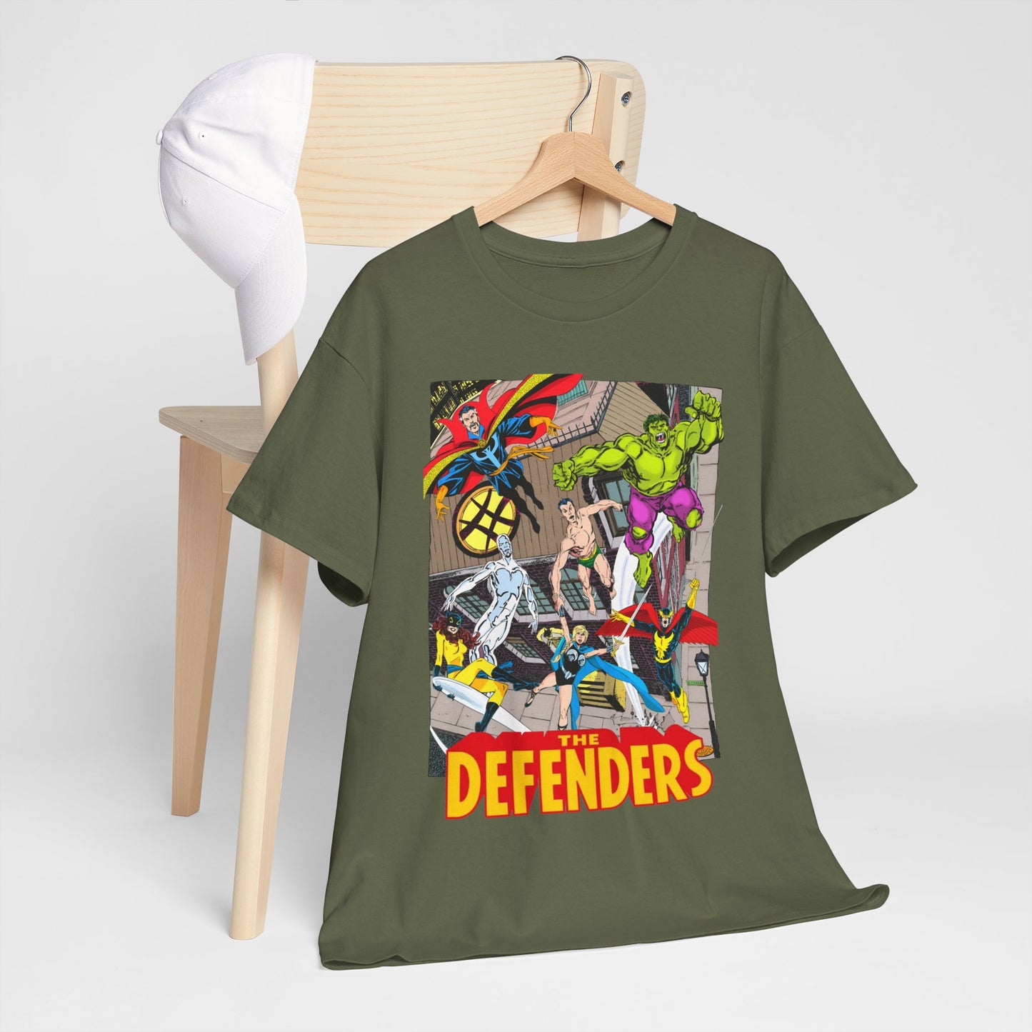 Defenders T-Shirt - John Byrne Art - Marvel Comics - Dr Strange, Nighthawk, Hulk