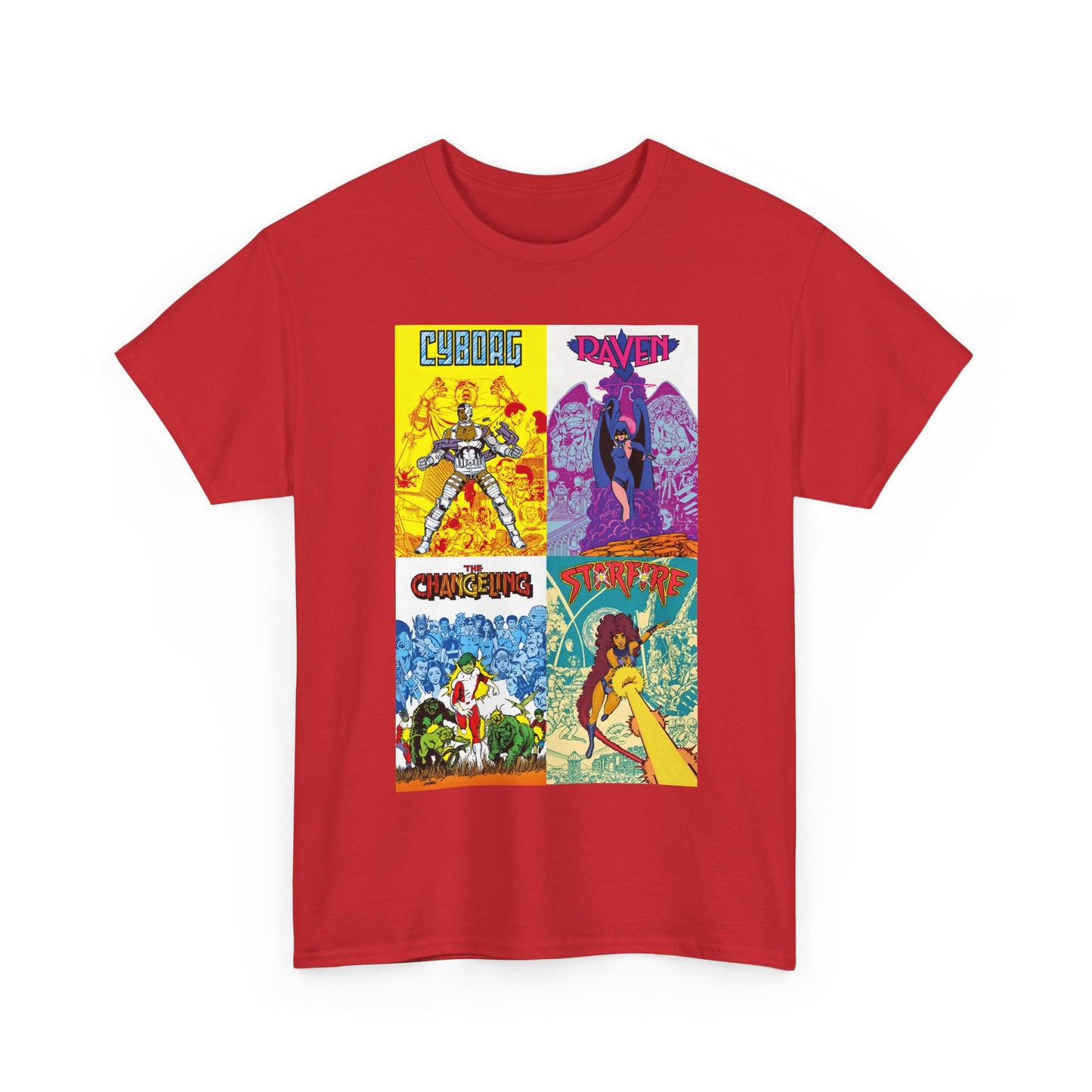 Tales of the New Teen Titans T-Shirt - George Perez Art - Cyborg, Raven, Changeling, Starfire - 1980s Mini-Series Showcasing Their Origins - DC Comics
