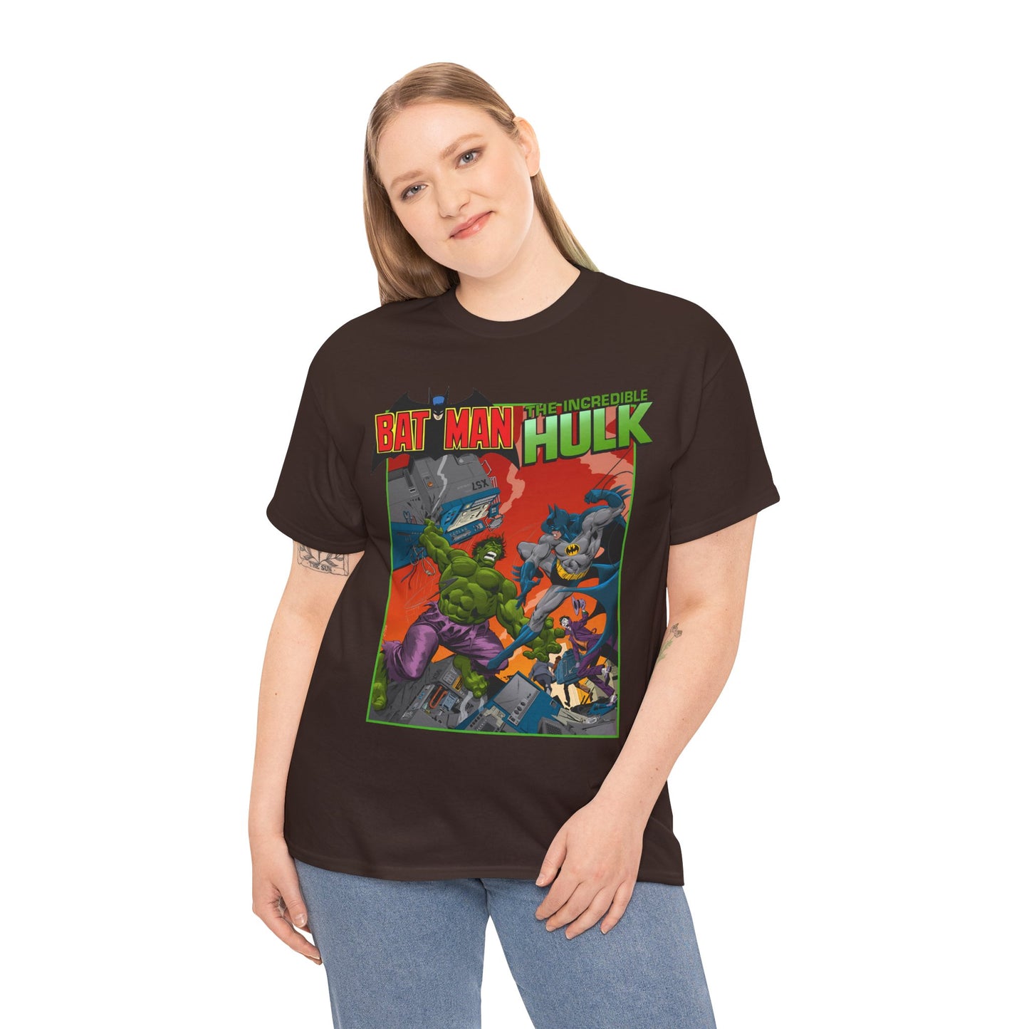 Batman Vs Incredible Hulk T-Shirt - DC Comics & Marvel - Joker - 1970s Team-Up