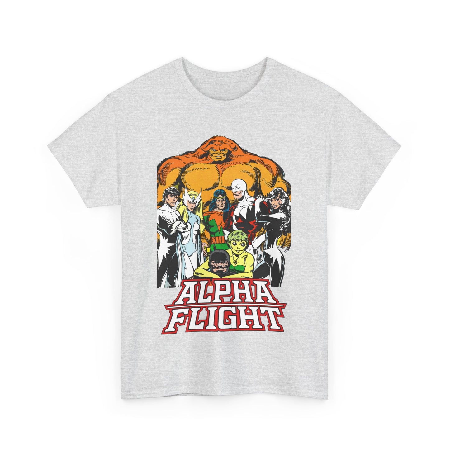 Alpha Flight T-Shirt - John Byrne Art - Northstar, Aurora, Guardian, Puck, Snowbird, Shaman, Sasquatch - Canada's Superhero Team - X-Men Connection - Marvel Comics