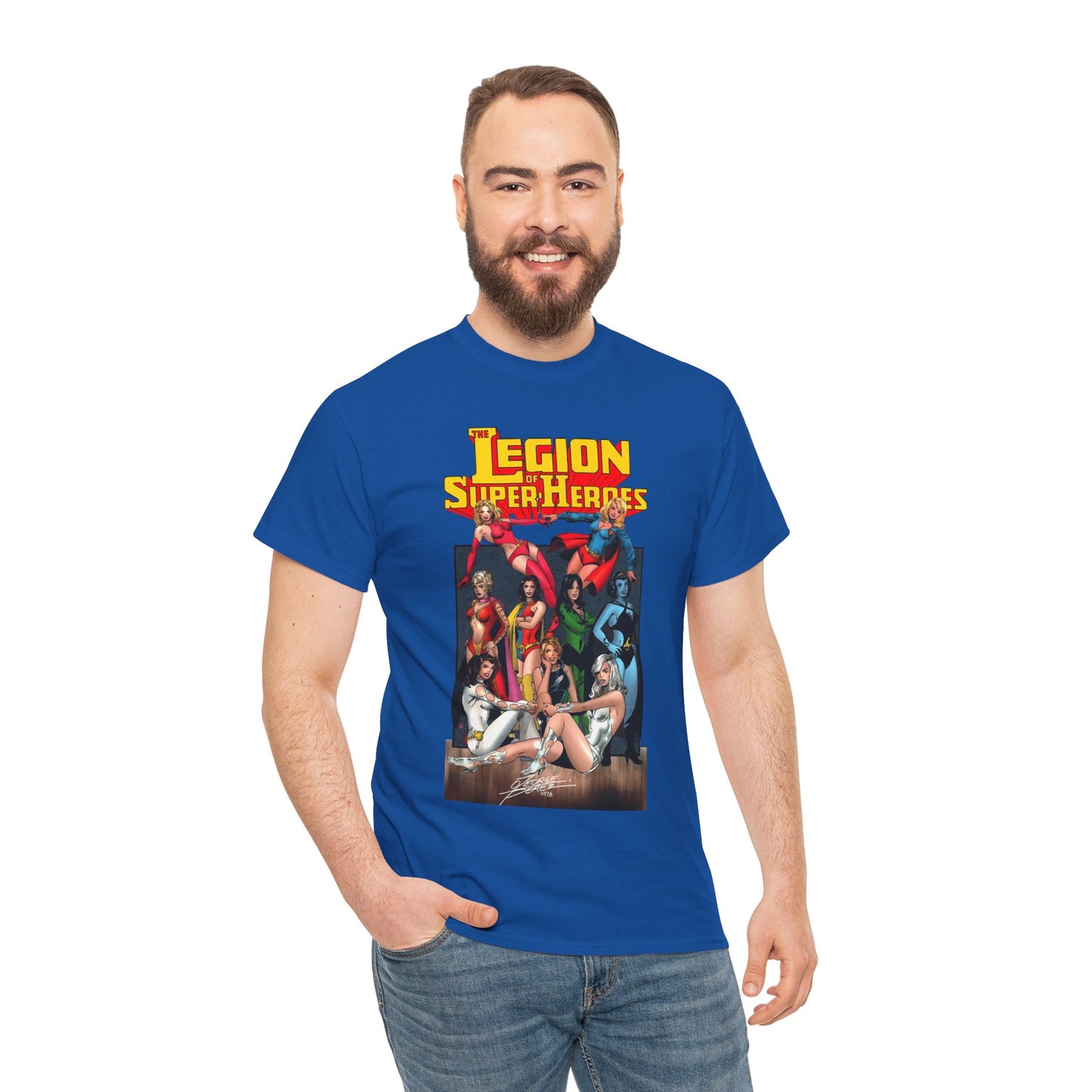 Legion of Super-Heroes T-Shirt - George Perez Art - Saturn Girl, Supergirl, Dream Girl, Shadow Lass, Phantom Girl - The Super Woman of LOSH - DC Comics