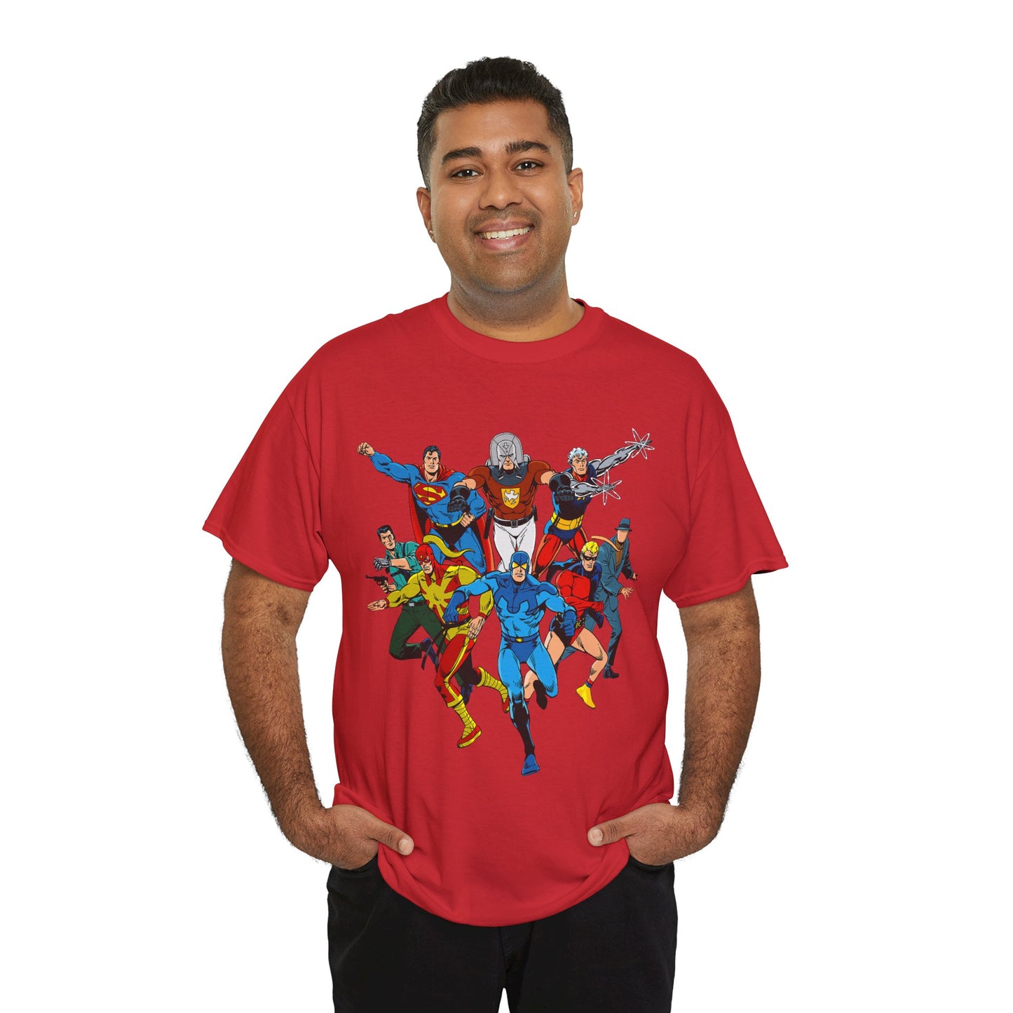 Charlton Characters T-Shirt - DC Comics - Captain Atom, Peacemaker, The Question, Blue Beetle, Judomaster