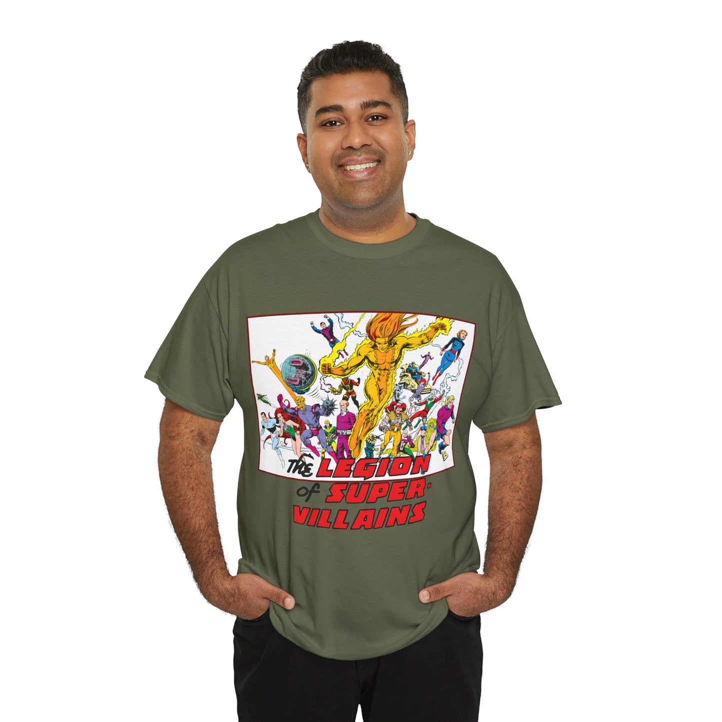Legion of Super-Villains T-Shirt - Steve Lightle Art - LOSH, Legion of Super-Heroes Foes - Saturn Queen, Tyr, Lightning Lord, Spider Girl, Cosmic King, Nemesis Kid - DC Comics