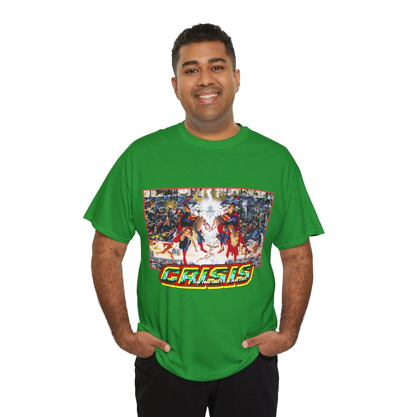 Crisis on Infinite Earths T-Shirt - Alex Ross & George Perez Art - Superman, Wonder Woman, Supergirl, Flash, Monitor, Anti-Monitor - DC Comics