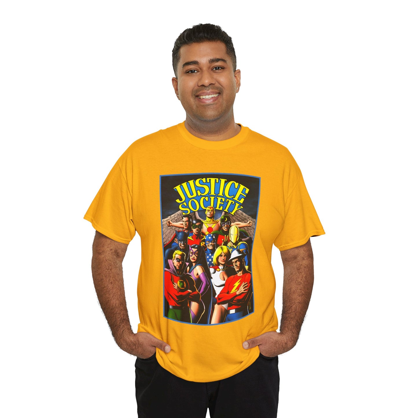 Justice Society T-Shirt - Brian Bolland Art - Dr. Fate, Huntress, Power Girl, Green Lantern, Hawkman, Wildcat - DC Comics - JSA