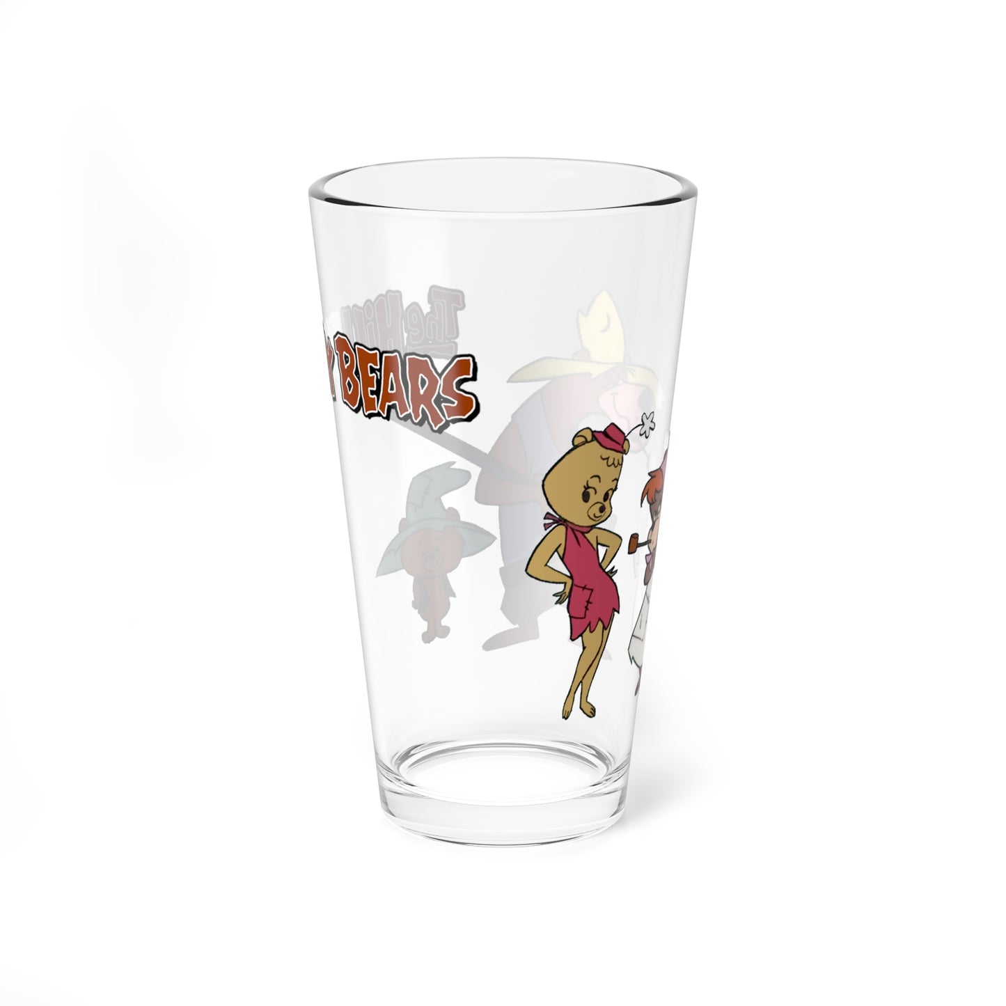 Hillbilly Bears Pint Glass, 16oz - Popular Hanna-Barbera 1960s Cartoon Characters - Paw Rugg, Maw, Floral, Shag