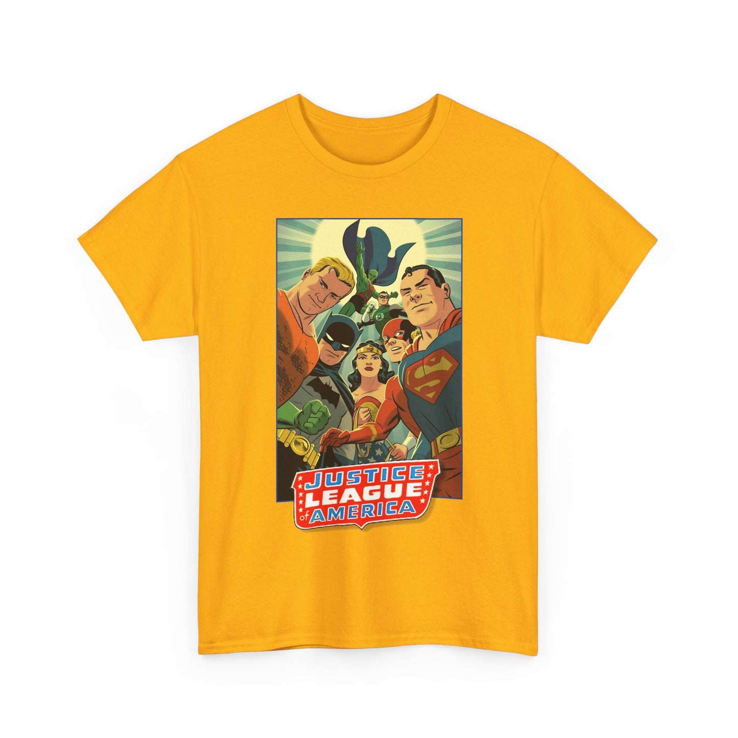 Justice League of America T-Shirt - Michael Cho Art - Superman, Flash, Wonder Woman, Green Lantern, Batman, Martian Manhunter - Silver Age Team - DC Comics
