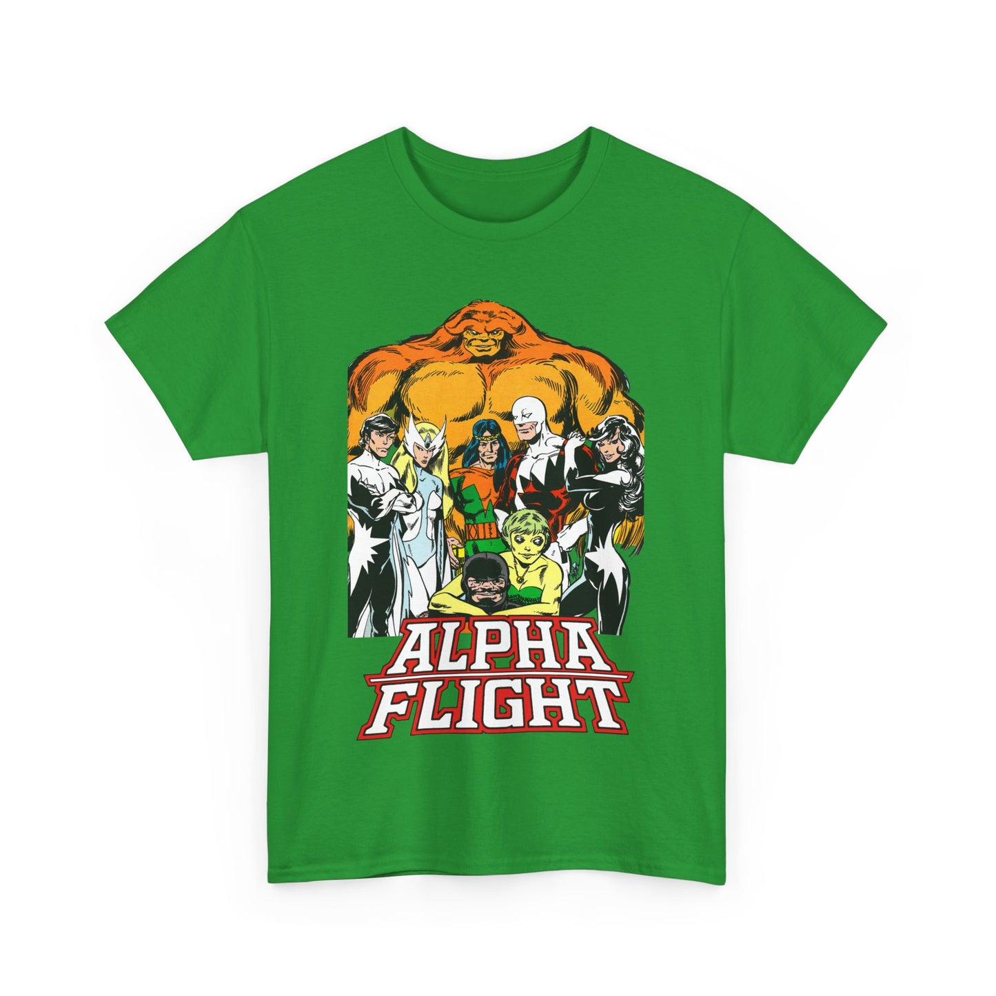 Alpha Flight T-Shirt - John Byrne Art - Northstar, Aurora, Guardian, Puck, Snowbird, Shaman, Sasquatch - Canada's Superhero Team - X-Men Connection - Marvel Comics