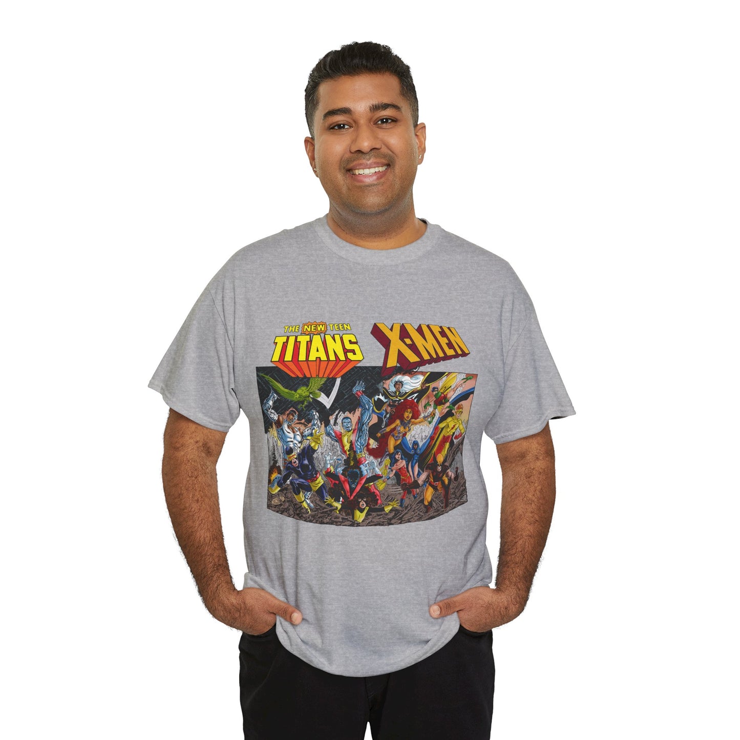 Uncanny X-Men Vs New Teen Titans T-Shirt - Amazing John Byrne Art - DC Comics, Marvel Comics Crossover - Wolverine, Starfire, Cyclops, Storm, Raven, Wonder Girl