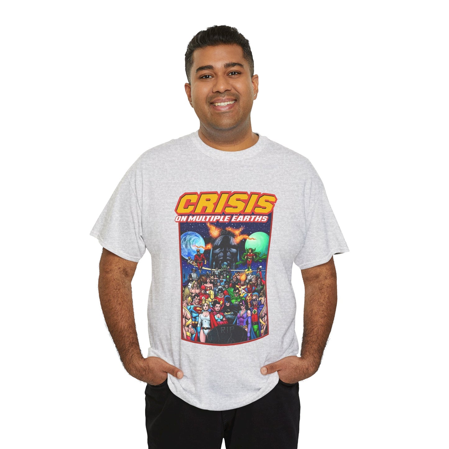Crisis on Multiple Earths T-Shirt - George Perez Art - JSA & JLA Team-ups - Superman, Batman, Zatanna, Huntress, Power Girl, Hawkman, New Gods, Darkseid - DC Comics