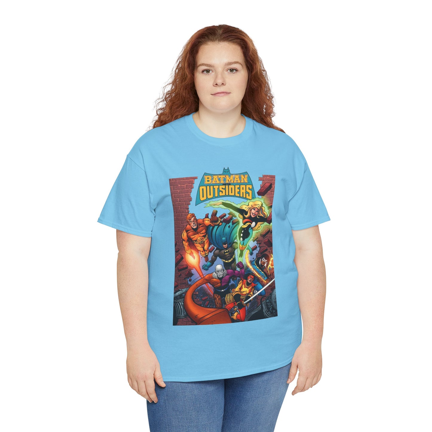 Batman & the Outsiders T-Shirt - Jim Aparo Art - Metamorpho, Katana, Halo, Black Lightning, Geo-Force - DC Comics
