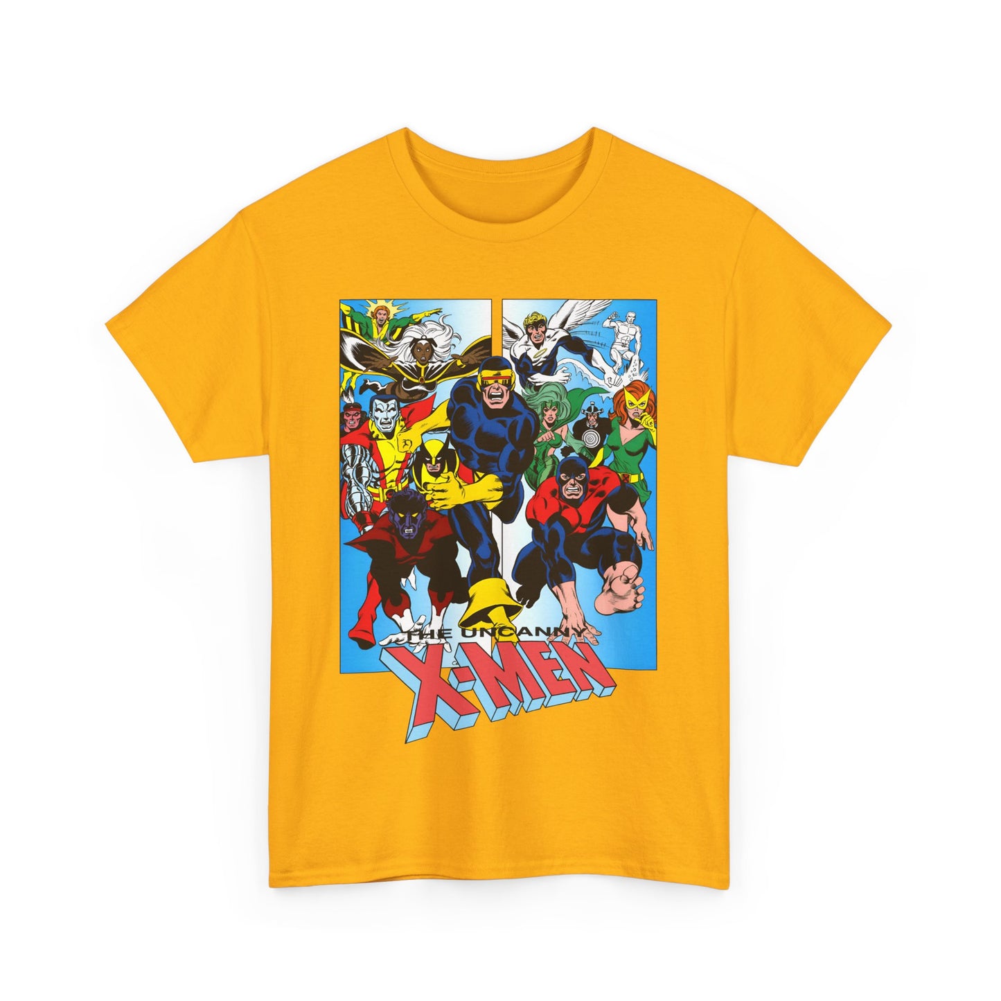 Uncanny X-Men T-Shirt - Classic Dave Cockrum Art - Popular Marvel Comics Series - Wolverine, Storm, Cyclops, Nightcrawler, Jean Grey, Iceman, Banshee, Beast
