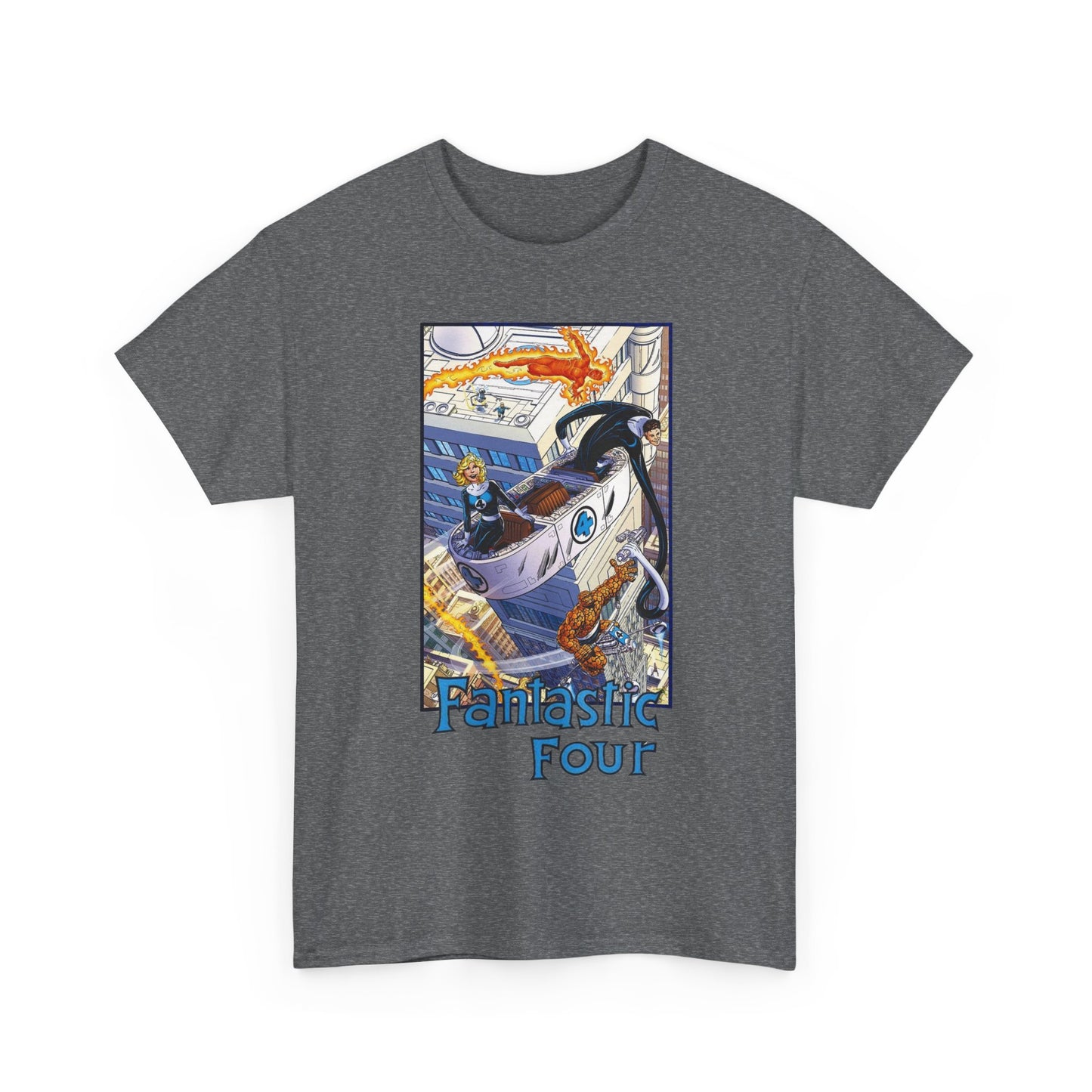 Fantastic Four T-Shirt - John Byrne Art - Invisible Woman, Thing, Human Torch, Reed Richards - Fantasticar, Baxter Building - Marvel Comics