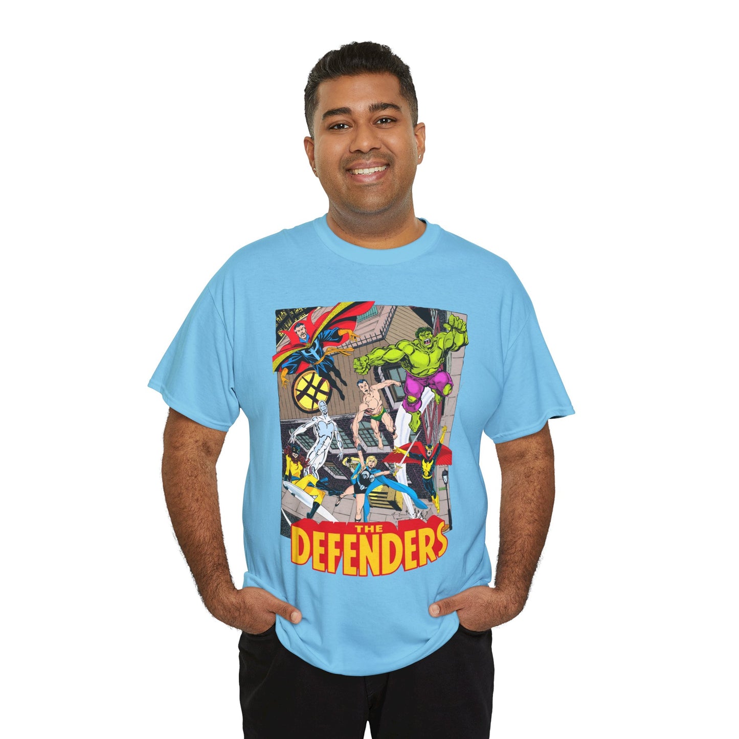 Defenders T-Shirt - John Byrne Art - Marvel Comics - Dr Strange, Nighthawk, Hulk