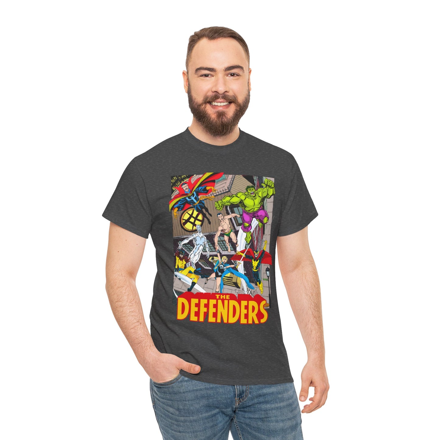 Defenders T-Shirt - John Byrne Art - Marvel Comics - Dr Strange, Nighthawk, Hulk