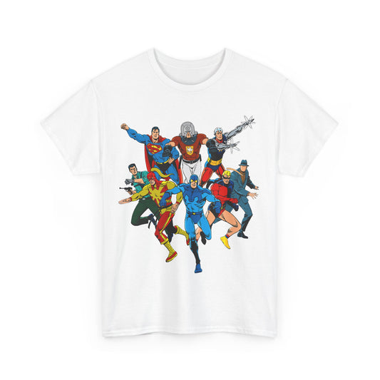 Charlton Characters T-Shirt - DC Comics - Captain Atom, Peacemaker, The Question, Blue Beetle, Judomaster
