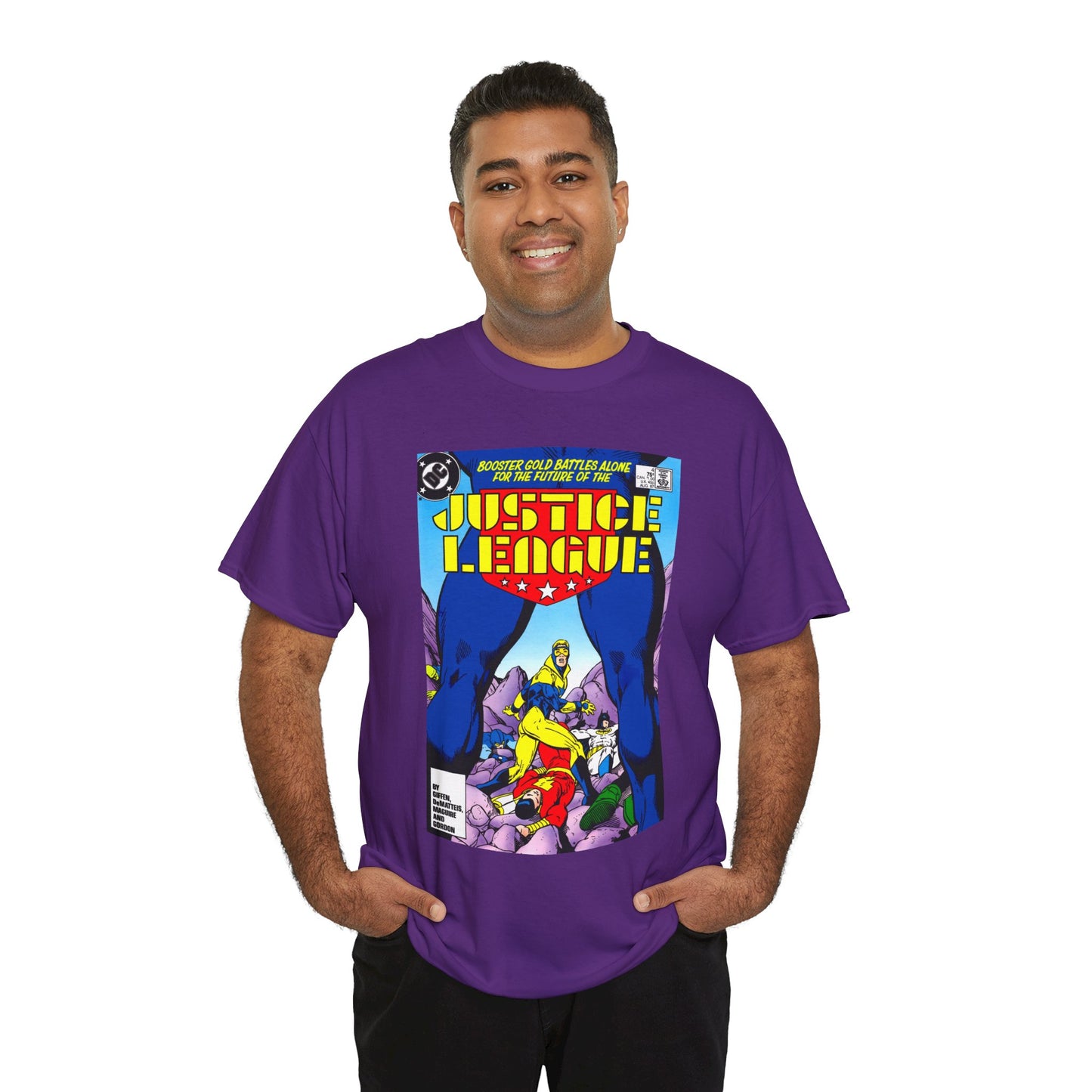 Justice League T-Shirt - Kevin Maguire Art - Booster Gold - DC Comics