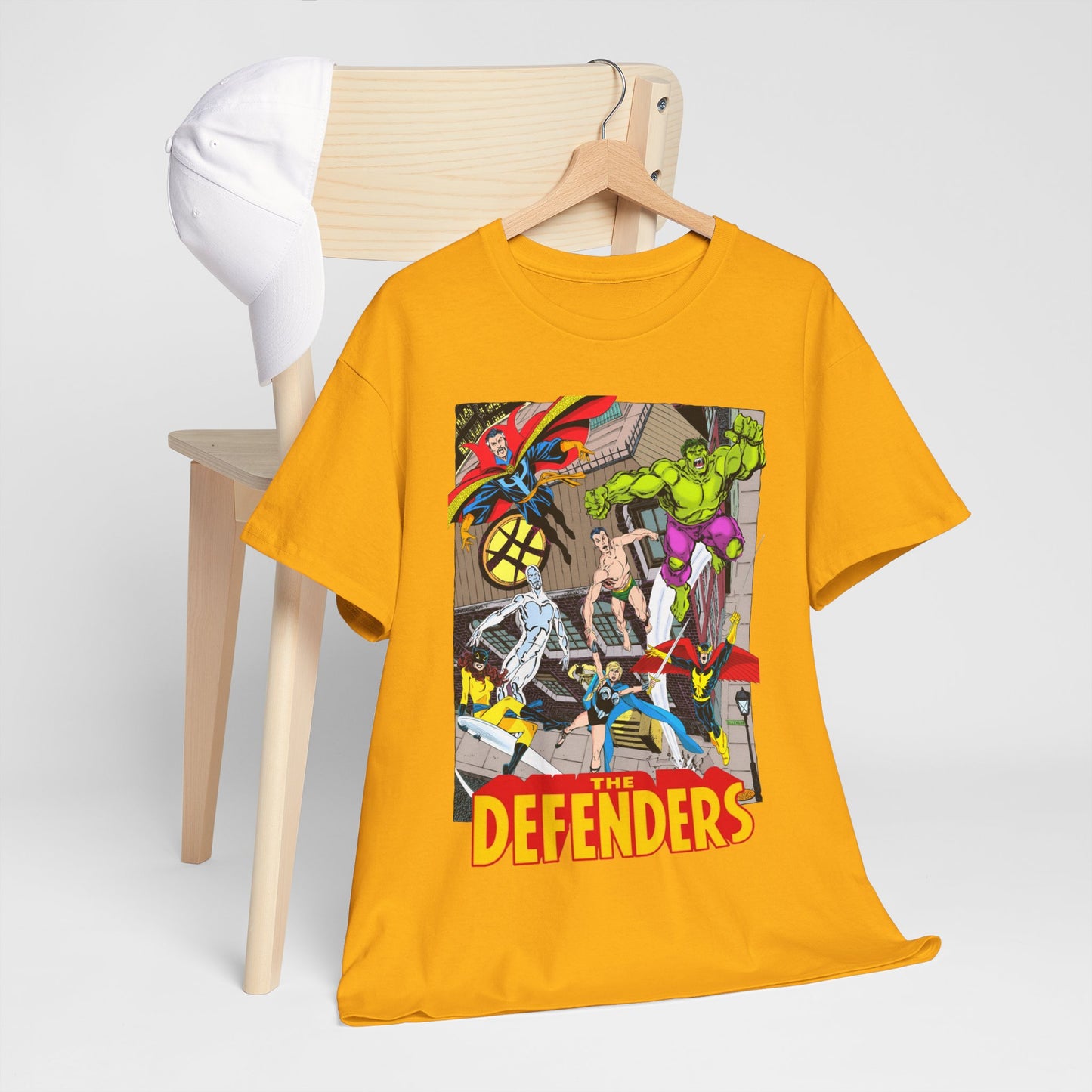 Defenders T-Shirt - John Byrne Art - Marvel Comics - Dr Strange, Nighthawk, Hulk