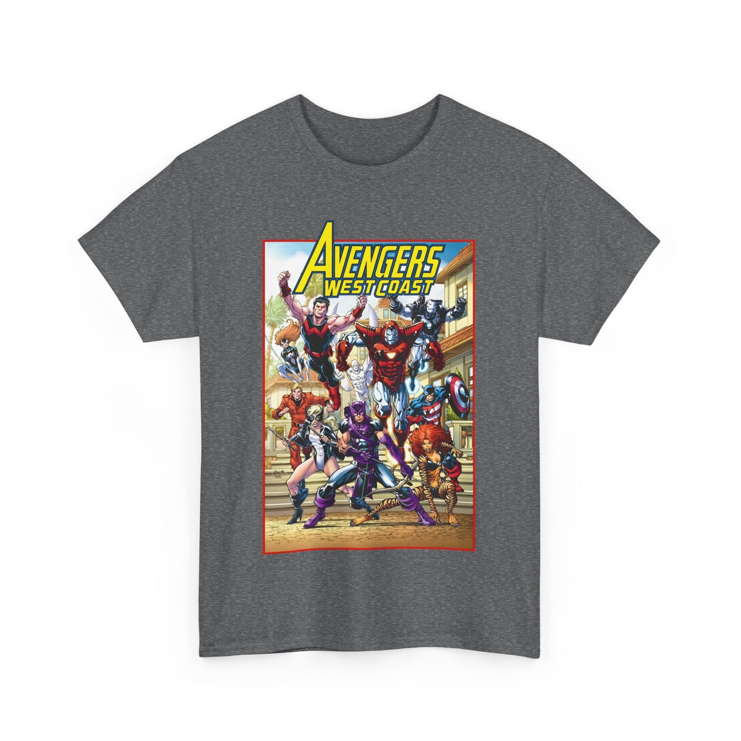 West Coast Avengers T-Shirt - Todd Nauck Art - Hawkeye, Iron Man, Wonder Man, Tigra, Vision - Marvel Comics