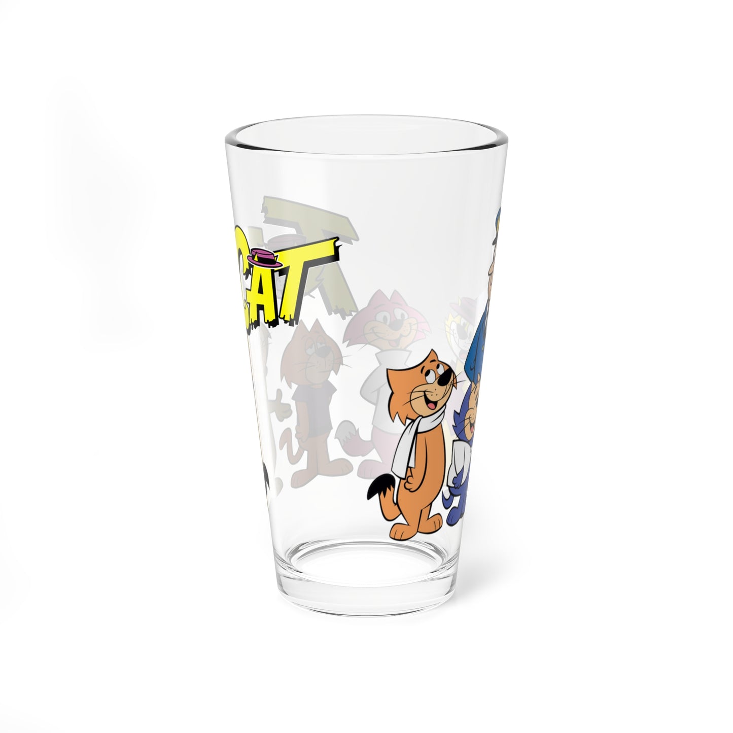 Top Cat Pint Glass, 16oz - Popular Hanna-Barbera Saturday Morning Cartoon - 1960s - Hoagy's Alley- Benny the Ball, Brain, Choo-Choo, Fancy-Fancy, Spook