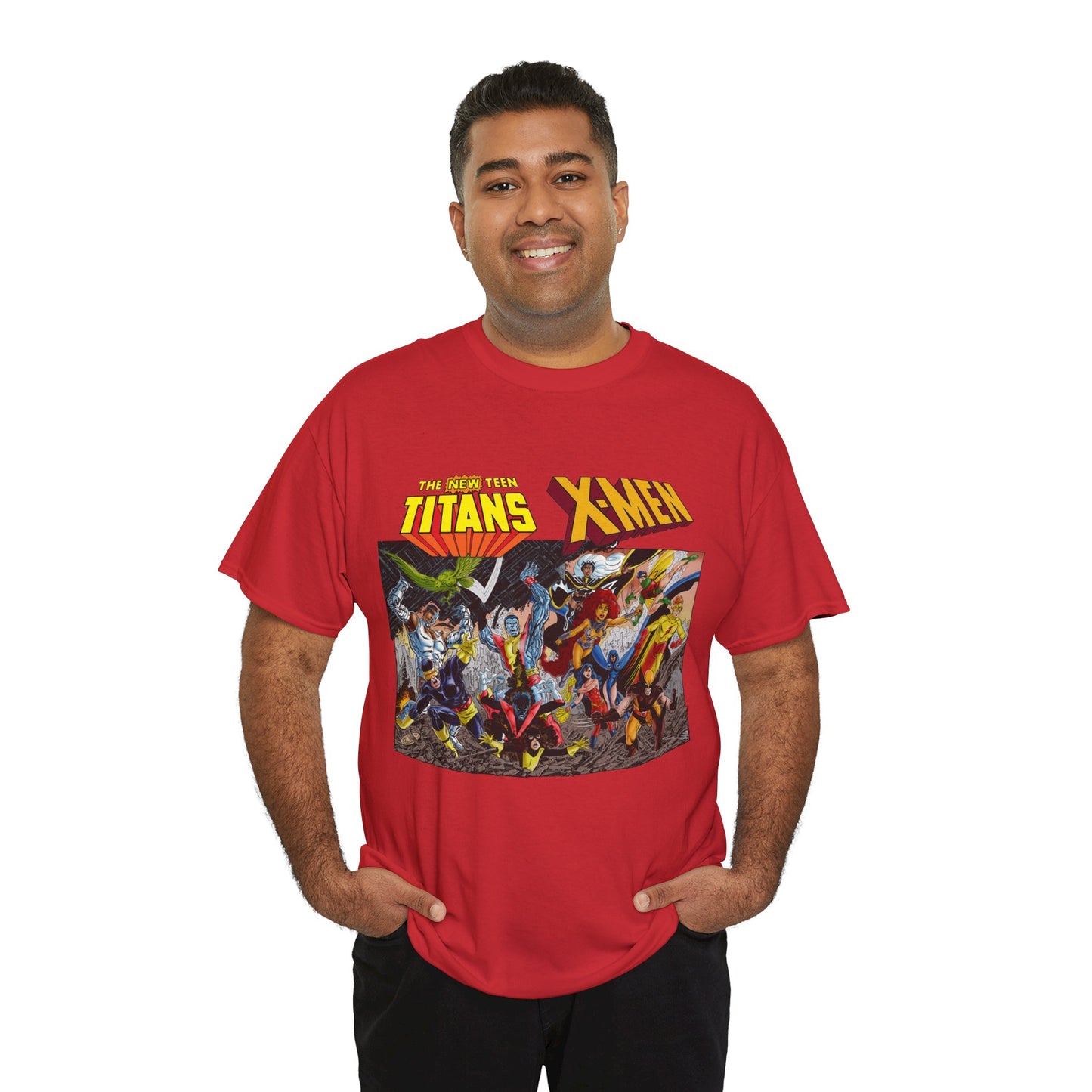 Uncanny X-Men Vs New Teen Titans T-Shirt - Amazing John Byrne Art - DC Comics, Marvel Comics Crossover - Wolverine, Starfire, Cyclops, Storm, Raven, Wonder Girl