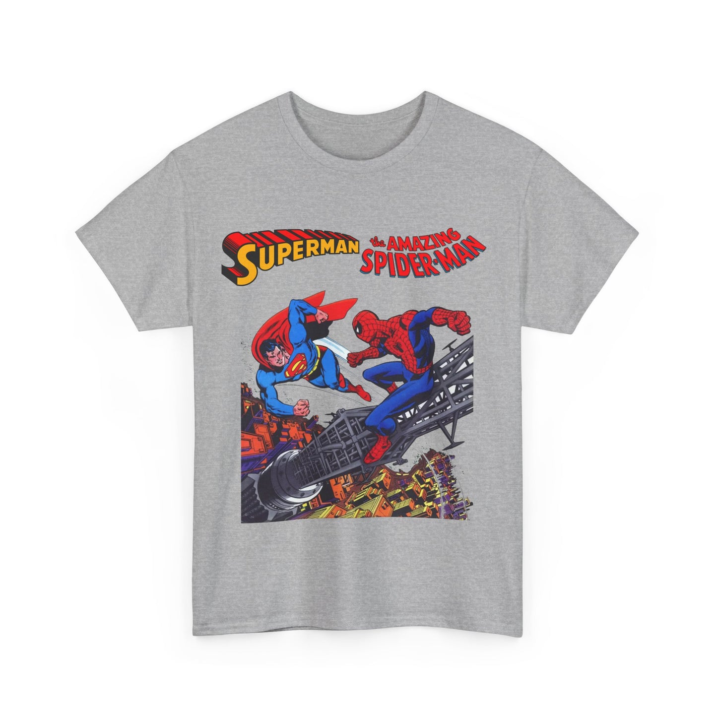 Superman & Amazing Spider-Man T-Shirt - DC/Marvel Comics Crossover - 1970s - Clark Kent & Peter Parker