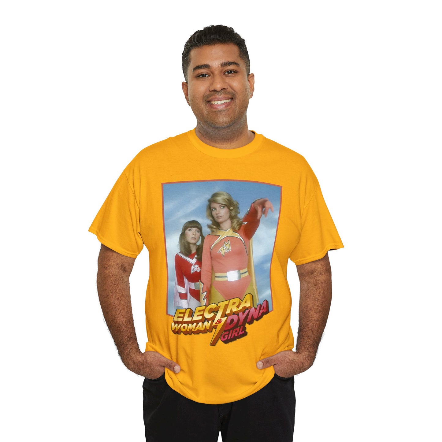 Electra Woman & Dyna Girl T-Shirt - Popular Krofft Supershow Characters from the 1970s - Deidre Hall & Judy Strangis