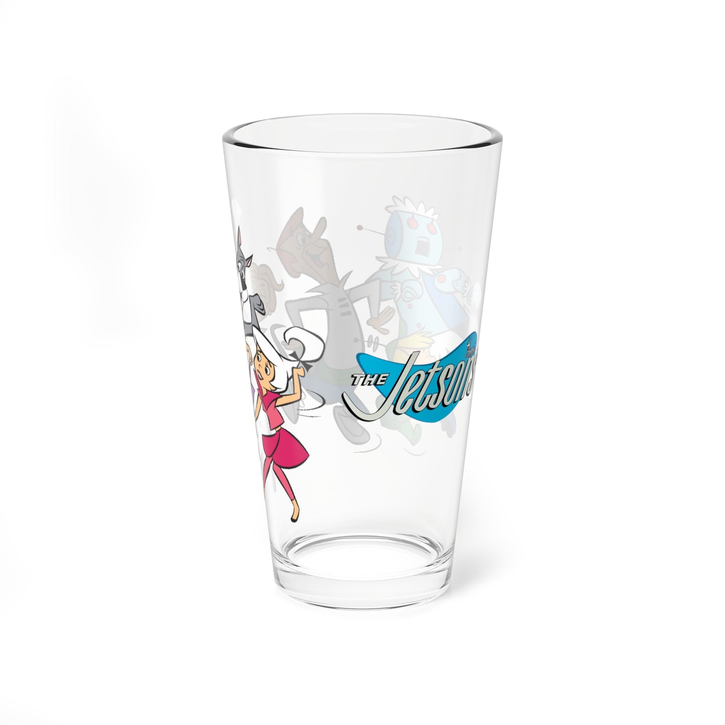 Jetsons Pint Glass, 16oz - George, Jane, Judy, Astro, Elroy - Hanna-Barbera Cartoon - Futuristic