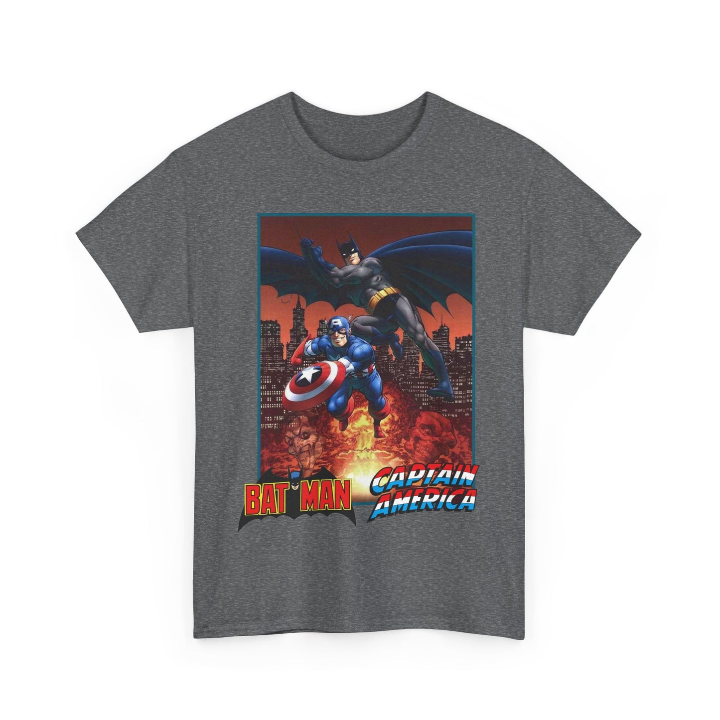 Batman & Captain America T-Shirt - John Byrne Art - Joker & Red Skull - Marvel & DC Comics Crossover Art
