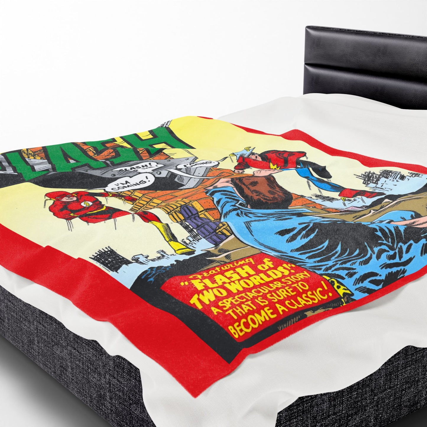 Flash #123 Velveteen Plush Blanket 60x80" - Classic Silver Age Art - Flash of Two Worlds - DC Comics - Crisis
