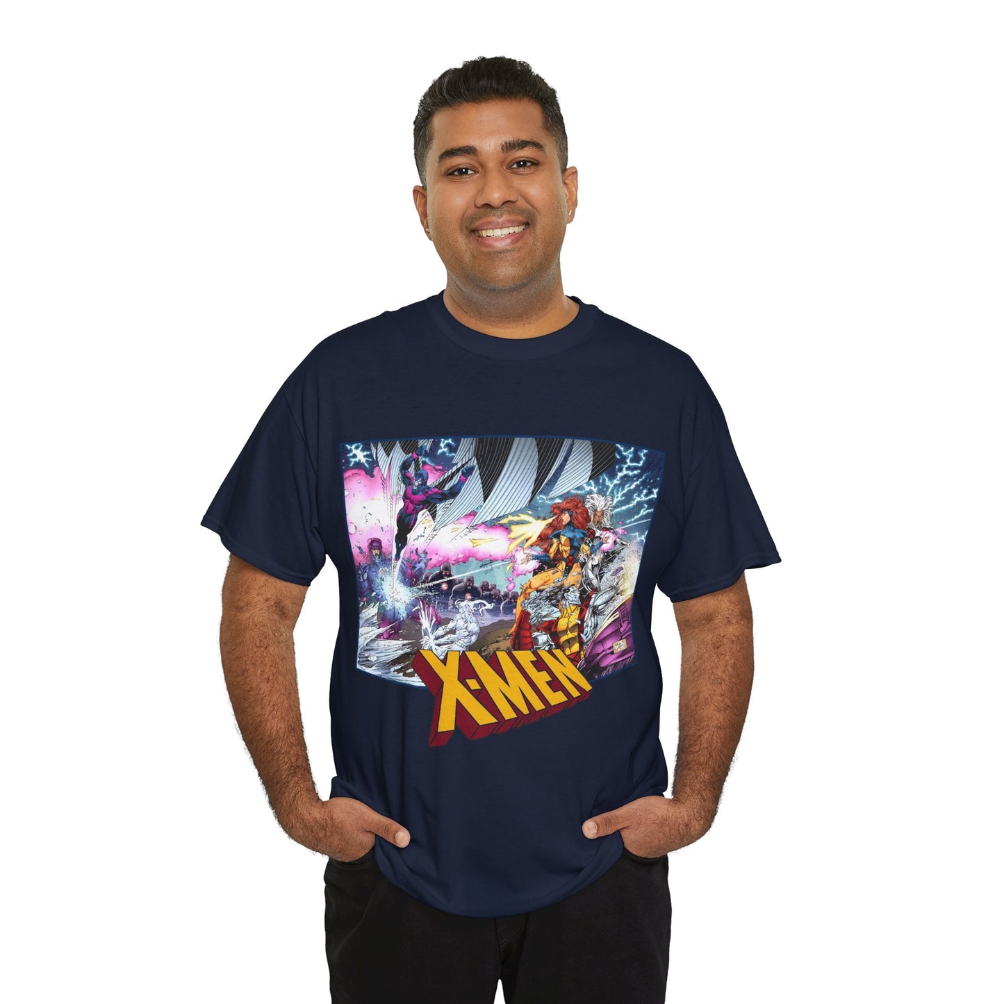 X-Men T-Shirt - Whilce Portacio Art - Storm, Jean Grey, Archangel, Iceman - Fighting Sentinels - Marvel Comics