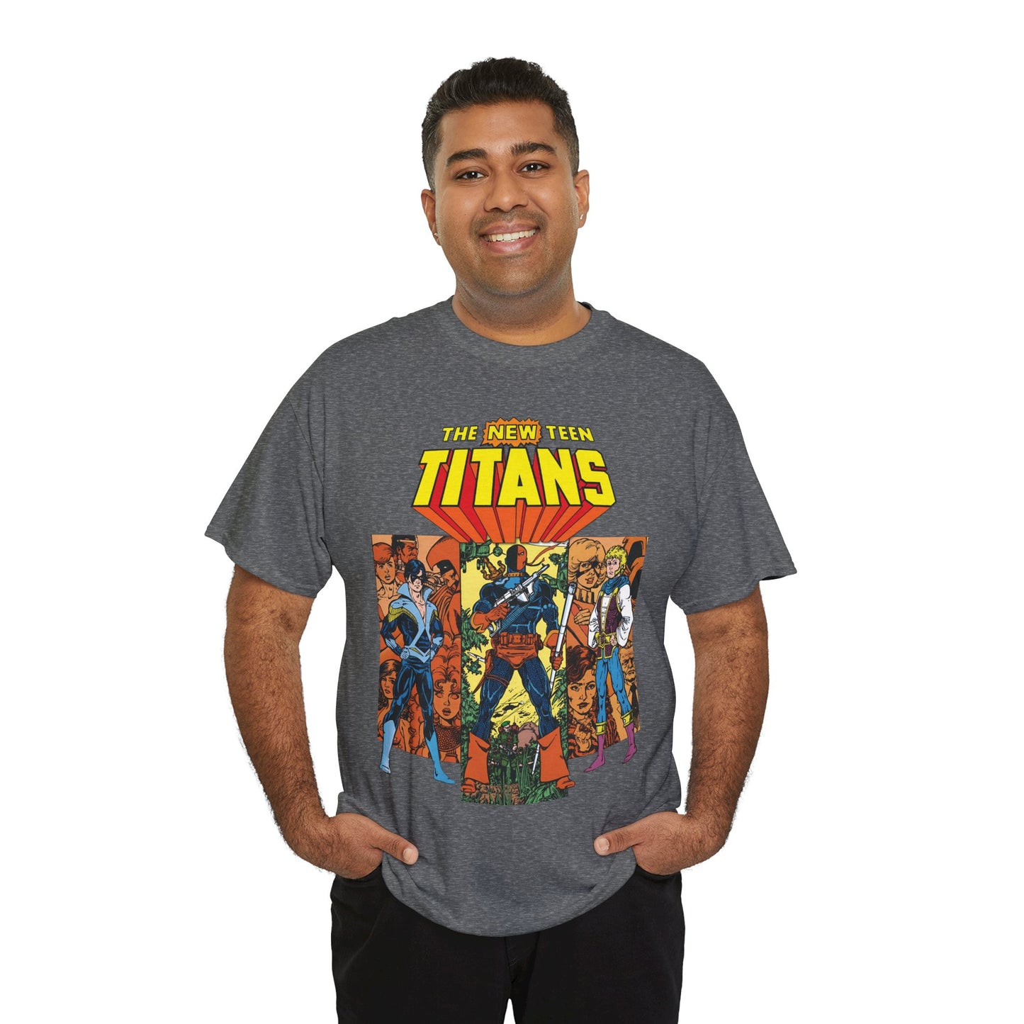 New Teen Titans T-Shirt - George Perez Art - Judas Contract - Nightwing, Jericho, Deathstroke, Changeling. Starfire - DC Comics