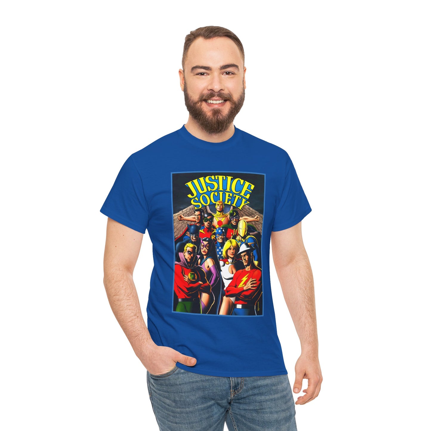 Justice Society T-Shirt - Brian Bolland Art - Dr. Fate, Huntress, Power Girl, Green Lantern, Hawkman, Wildcat - DC Comics - JSA
