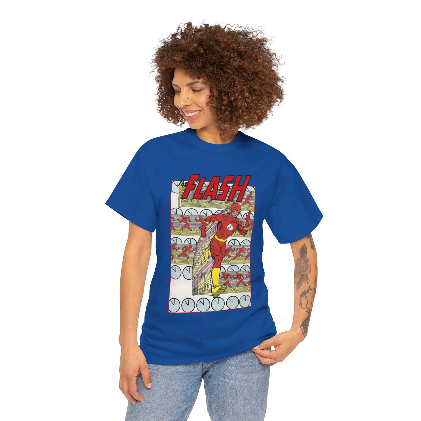 Flash T-Shirt - George Perez Art - JLA Postcard Set - 1980s Art - Justice League of America Satellite Era - Barry Allen, the Fastest Man Alive - DC Comics