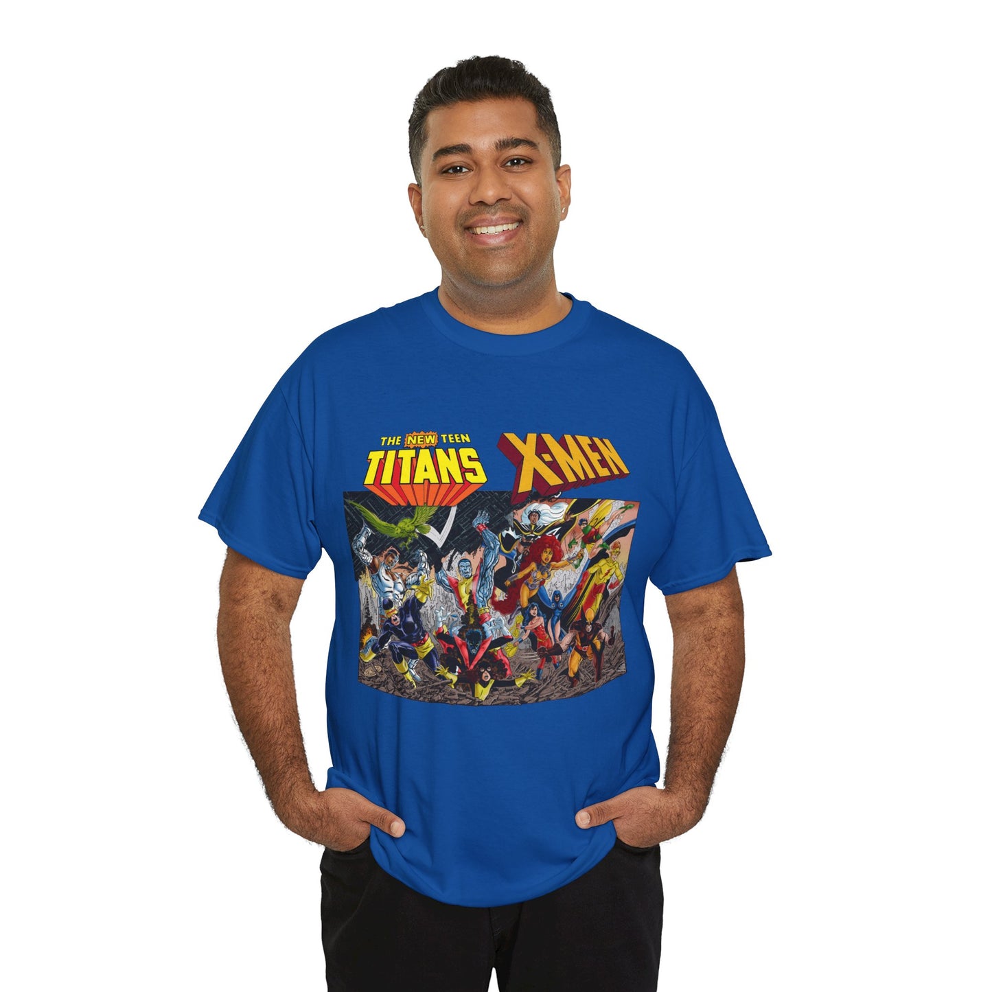 Uncanny X-Men Vs New Teen Titans T-Shirt - Amazing John Byrne Art - DC Comics, Marvel Comics Crossover - Wolverine, Starfire, Cyclops, Storm, Raven, Wonder Girl