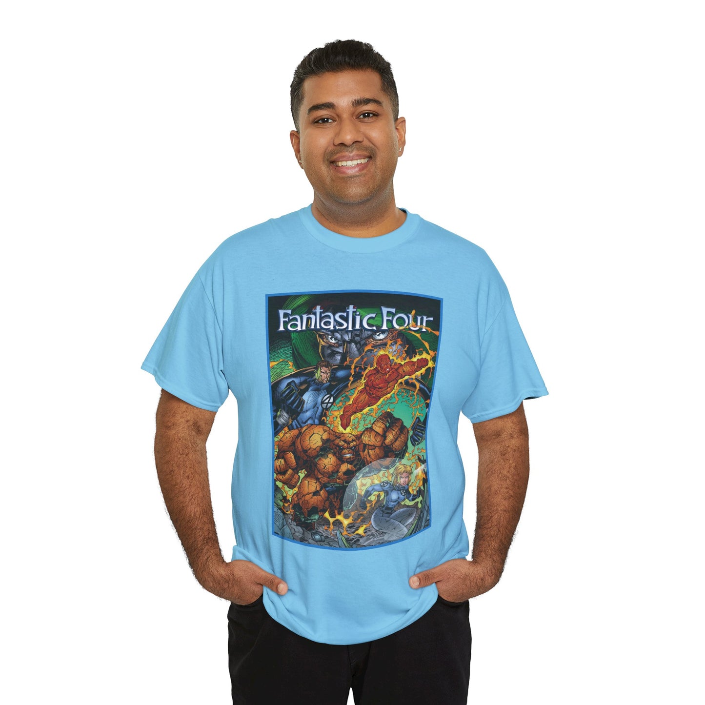 Fantastic Four T-Shirt - Jim Lee Art - The Thing, Human Torch, Reed Richards, Invisible Woman - Marvel Comics - Heroes Reborn