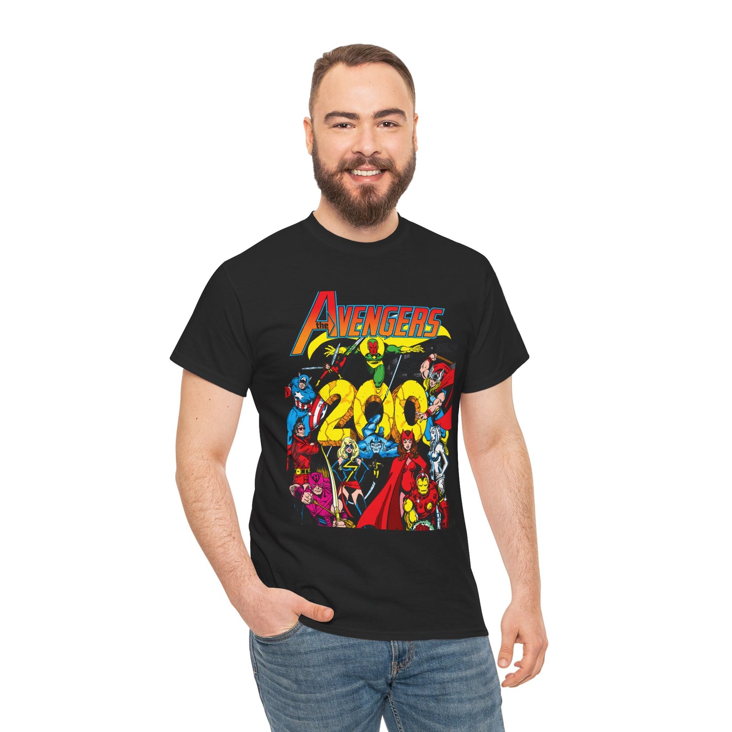 Avengers T-Shirt - George Perez Art - #200 Cover - Thor, Scarlet Witch, Iron Man, Vision, Hawkeye, Beast, Jocasta, Wasp, Captain America, Wonder Man