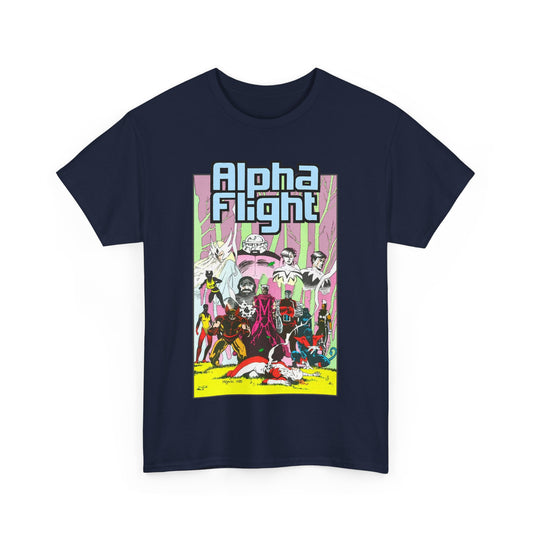Alpha Flight T-Shirt - Mike Mignola Art - Northstar, Aurora, Snowbird, Shaman, Puck - X-Men: Magneto, Colossus, Shadowcat, Storm - Marvel Comics