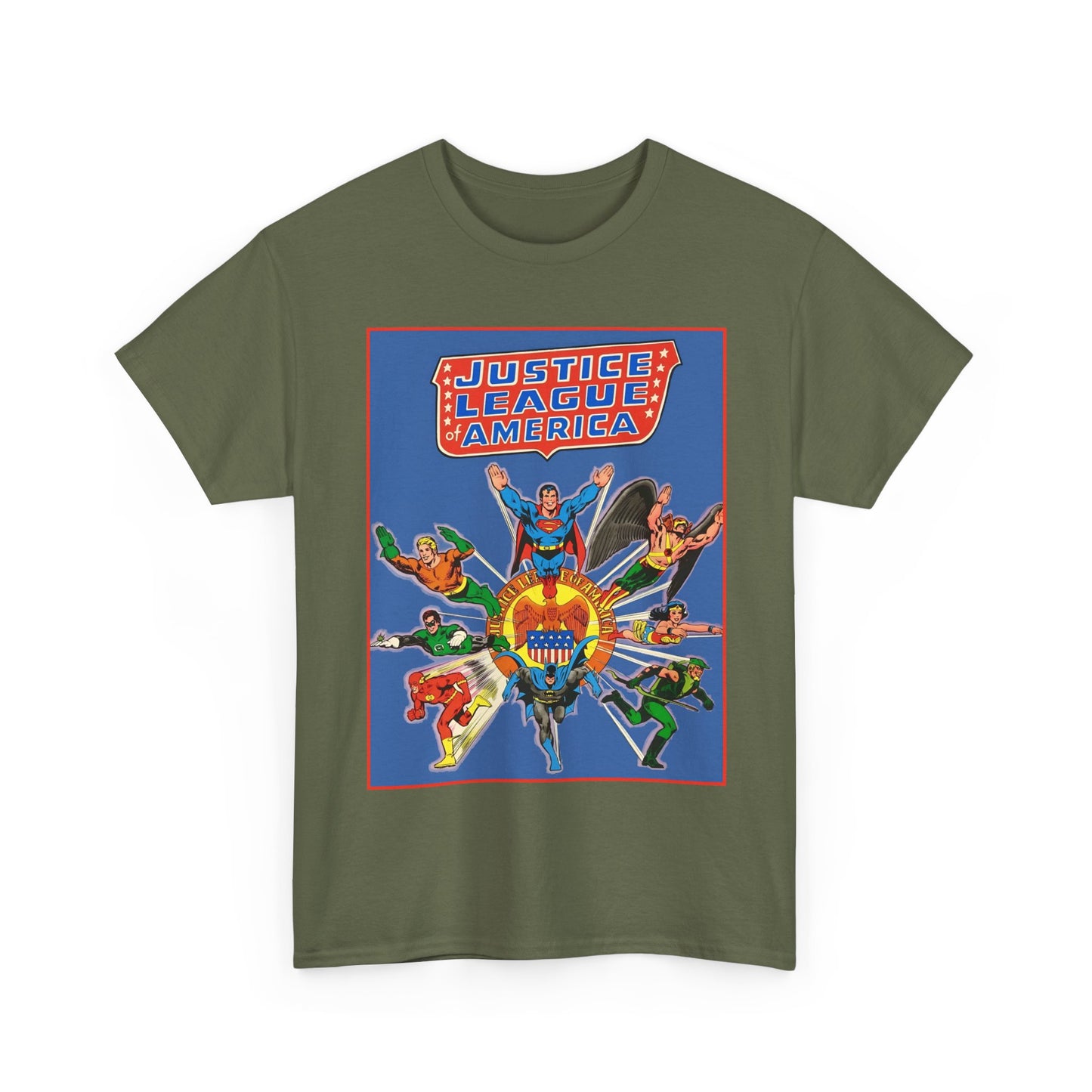 Justice League Treasury Edition T-Shirt - Superman, Wonder Woman, Flash, Hawkman, Batman, Green Arrow, Green Lantern - DC Comics