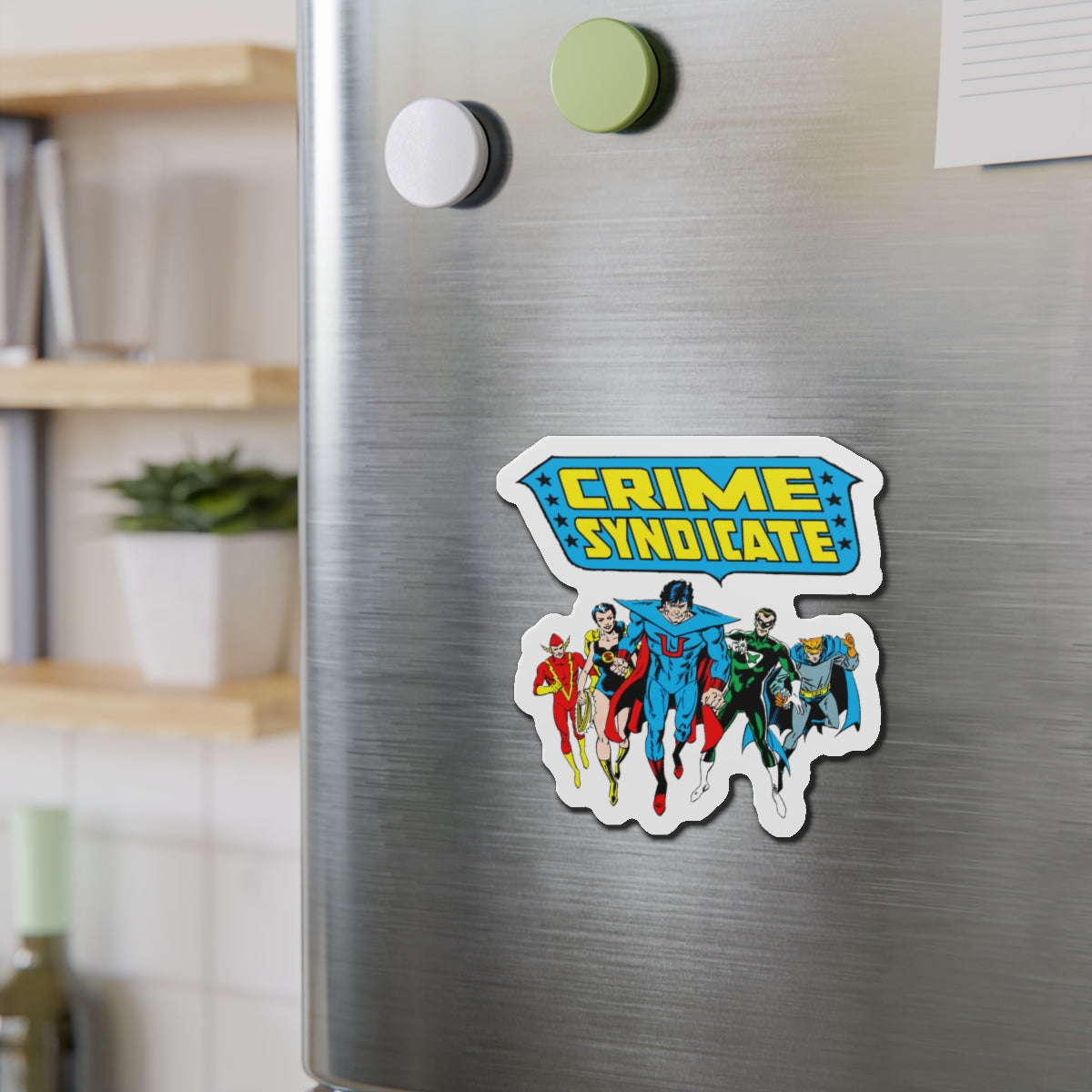 Crime Syndicate Die-Cut Magnet - Ultraman, Superwoman, Power Ring, Johnny Quick, Owlman - Earth 3 JLA Villains - Silver Age - DC Comics - 3", 4", 5", 6"