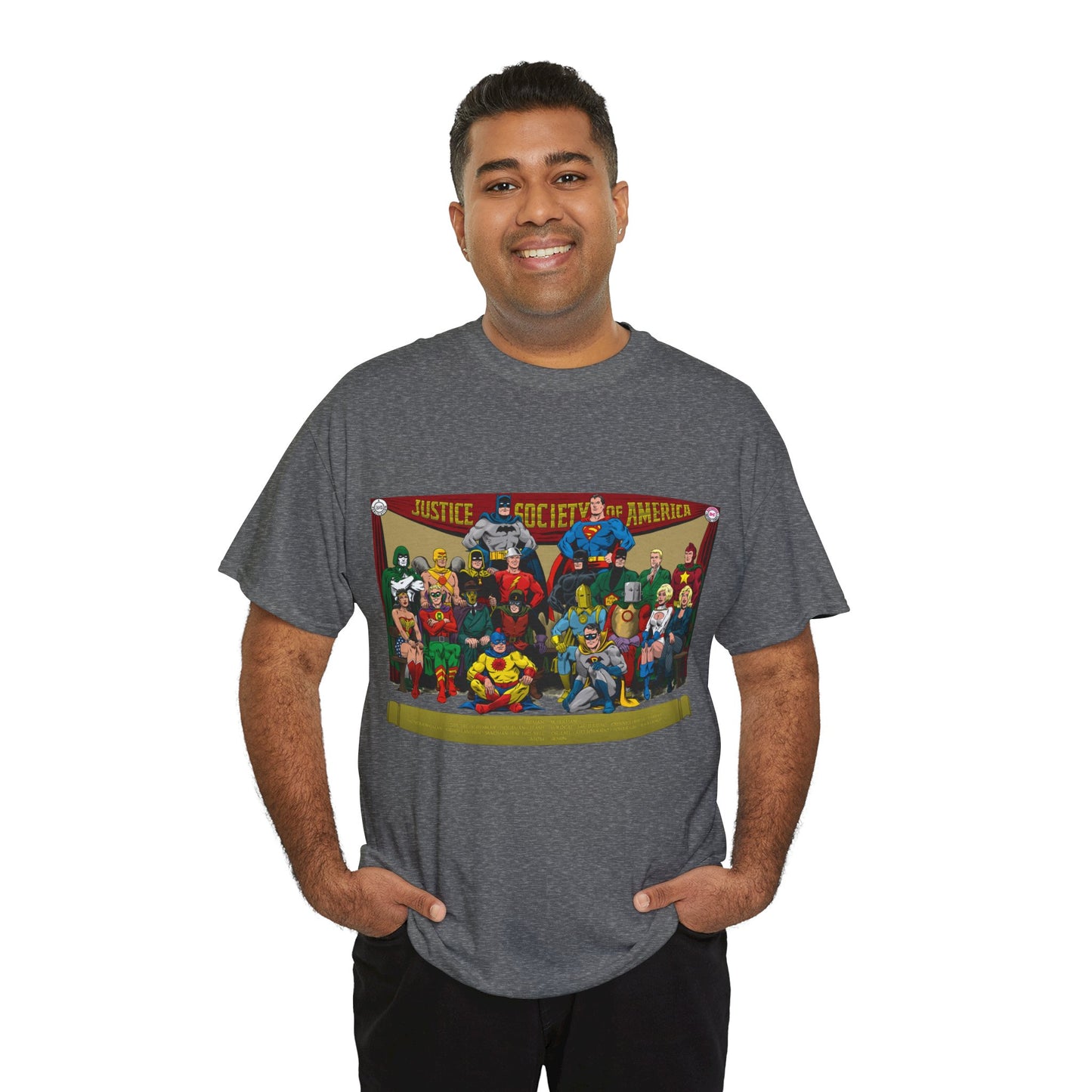 JSA T-Shirt - Sandman, Starman, Atom, Dr Fate, Mr Terrific, Flash, Green Lantern - DC Comics - Justice Society of America - Golden Age