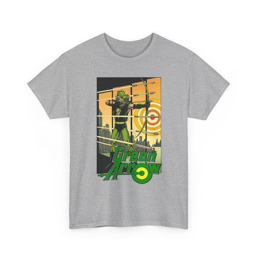 Green Arrow T-Shirt - George Perez Art - 1980s Justice League Postcard Art - JLA - DC Comics