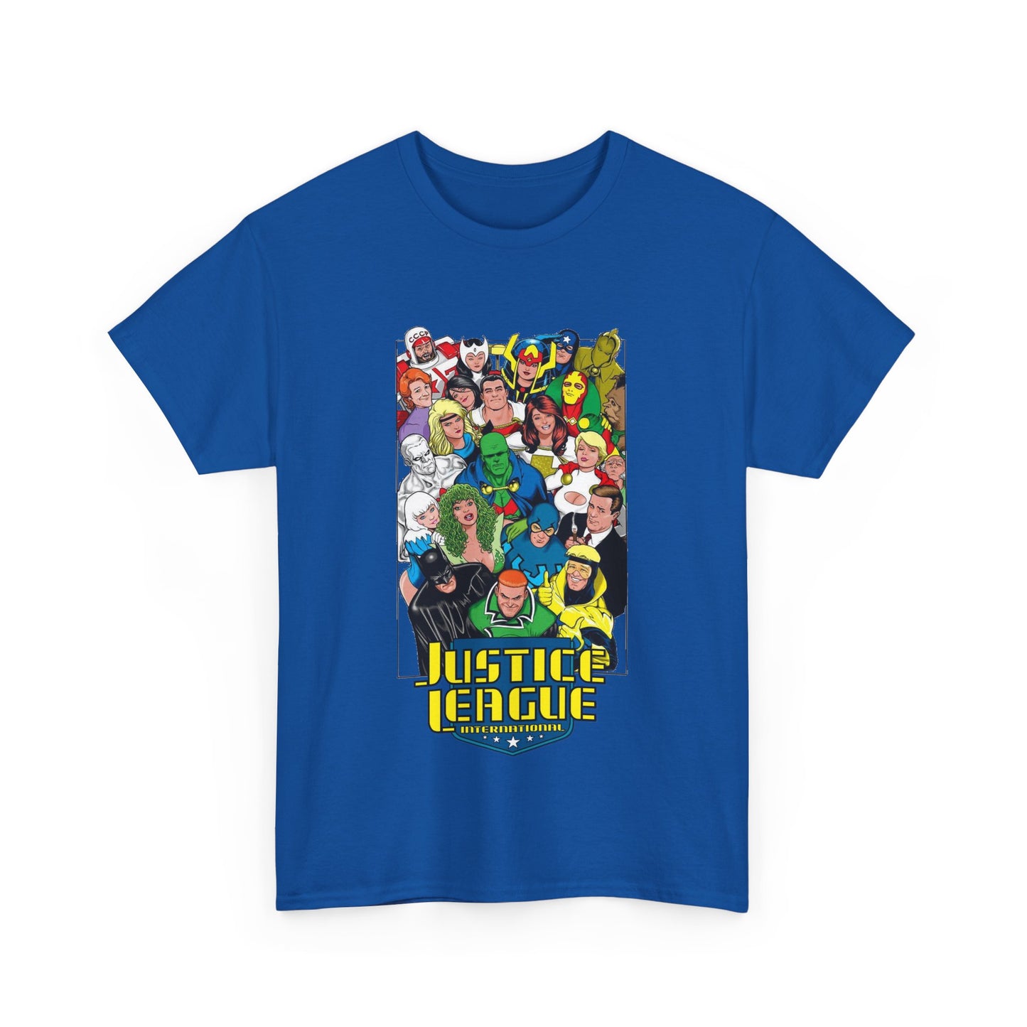 Justice League International T-Shirt - DC Comics - JLI - Kevin Maguire Art - Blue Beetle, Booster Gold, Martian Manhunter, Captain Atom